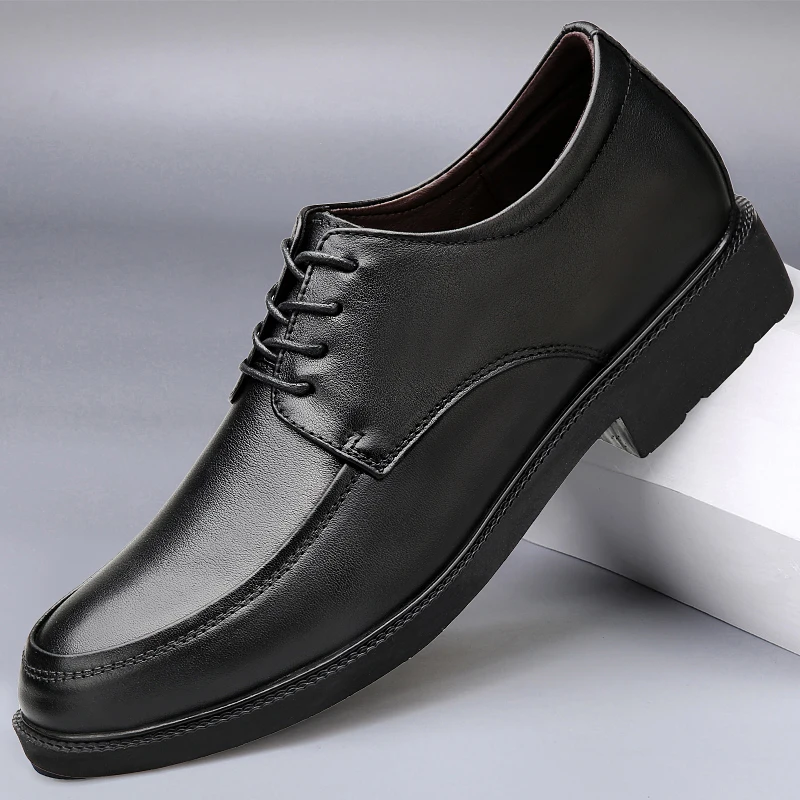 

Mens Oxfords Genuine Leather Black Classic Shoes fashion Brogue Lace Up Dress Wedding party Office Business Men Formal Shoes