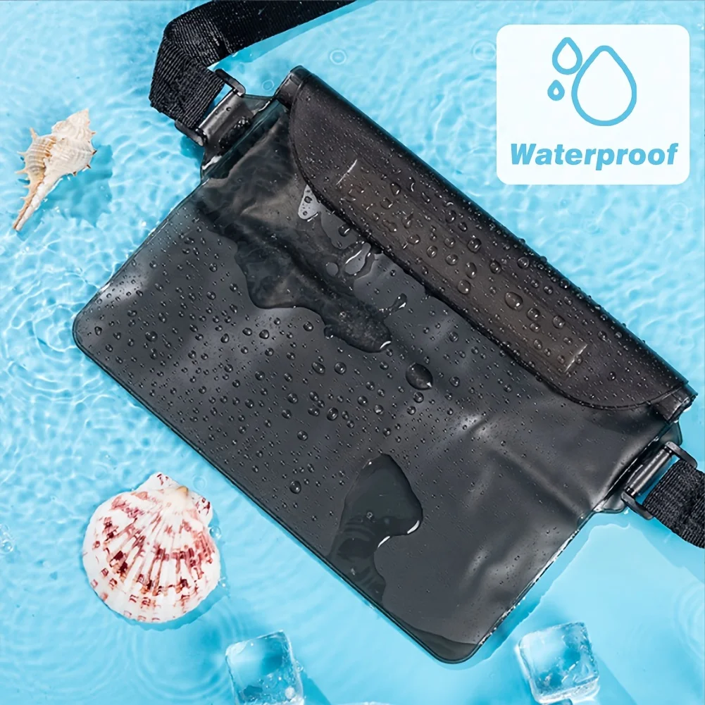2-Piece Waterproof Phone Pouch With Adjustable Waist Strap - Durable Pvc, Touchscreen Compatible For Swimming & Outdoor Activiti