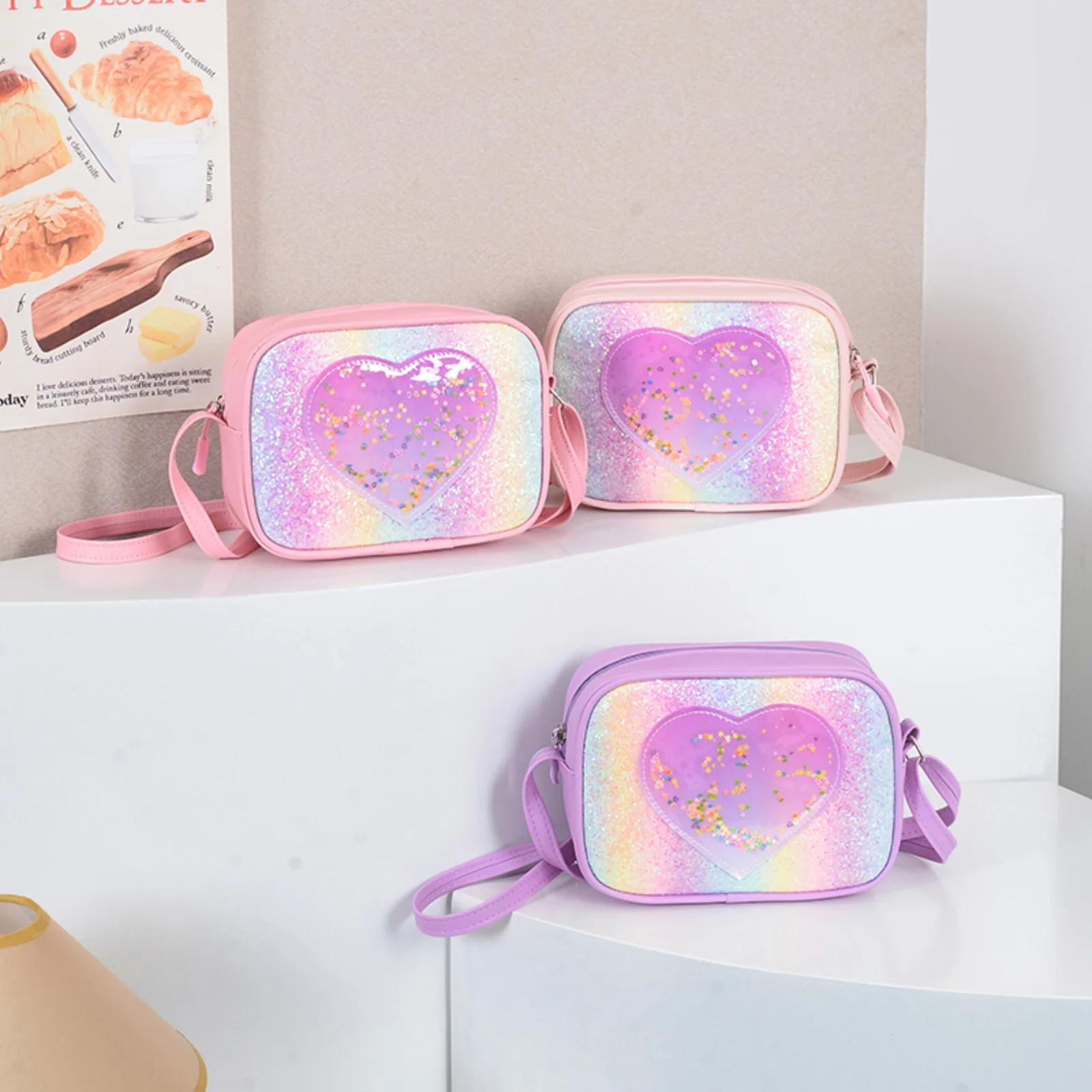 New Sweet and Cute Rainbow Children's Bag Crossbody Bag, Single Shoulder Small Bag for Going Out and Playing