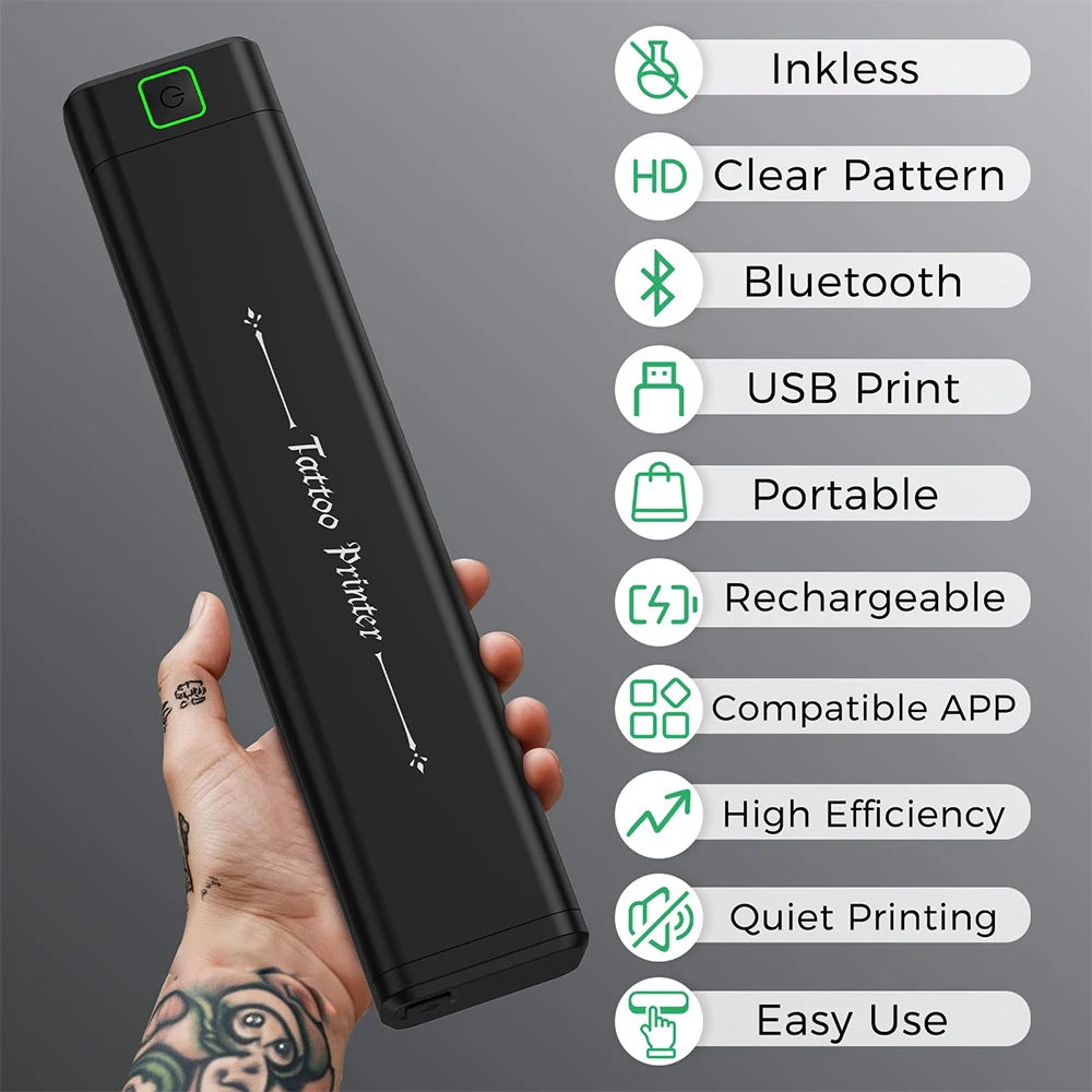 NEWYES Tattoo Stencil Printer Wireless Portable Tattoo Printer Kit Thermal Tattoo Machine for Tattoo Artists & Beginners