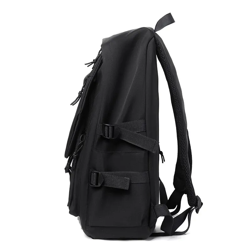 One 15 Inch Polyester Waterproof Solid Color Simple Men\'s Backpack Fashion Couple Student Computer Backpack