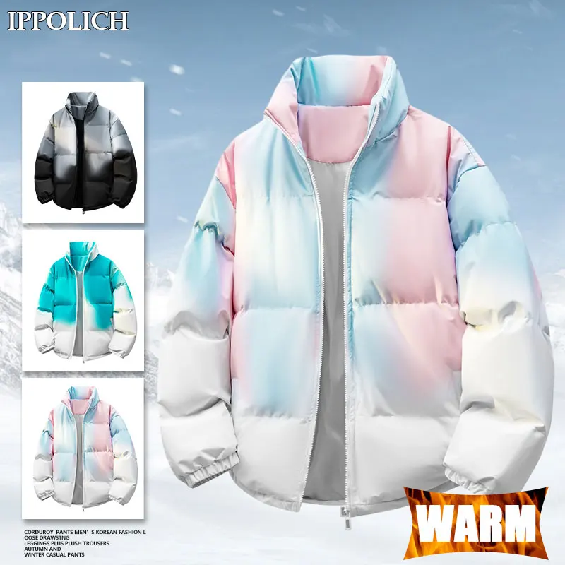 Winter Warm Jacket Thickened Warm Windproof Cold-resistant Stand Collar Jacket Outdoor Casual Sports Running Warm Jacket Unisex