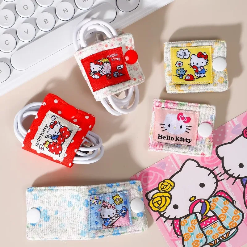 

Sanrio Hello Kitty Fabric Data Cable Storage Clip Kt Cat Charger Cord Storage Holder Data Line Bobbin Winder Birthday Gifts