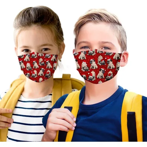 Christmas Virus Face Mask Patterned Child 3 Layer Meltblown Wire Disposable Protective Mask 50 Pcs Reusable Mask Fast Delivery