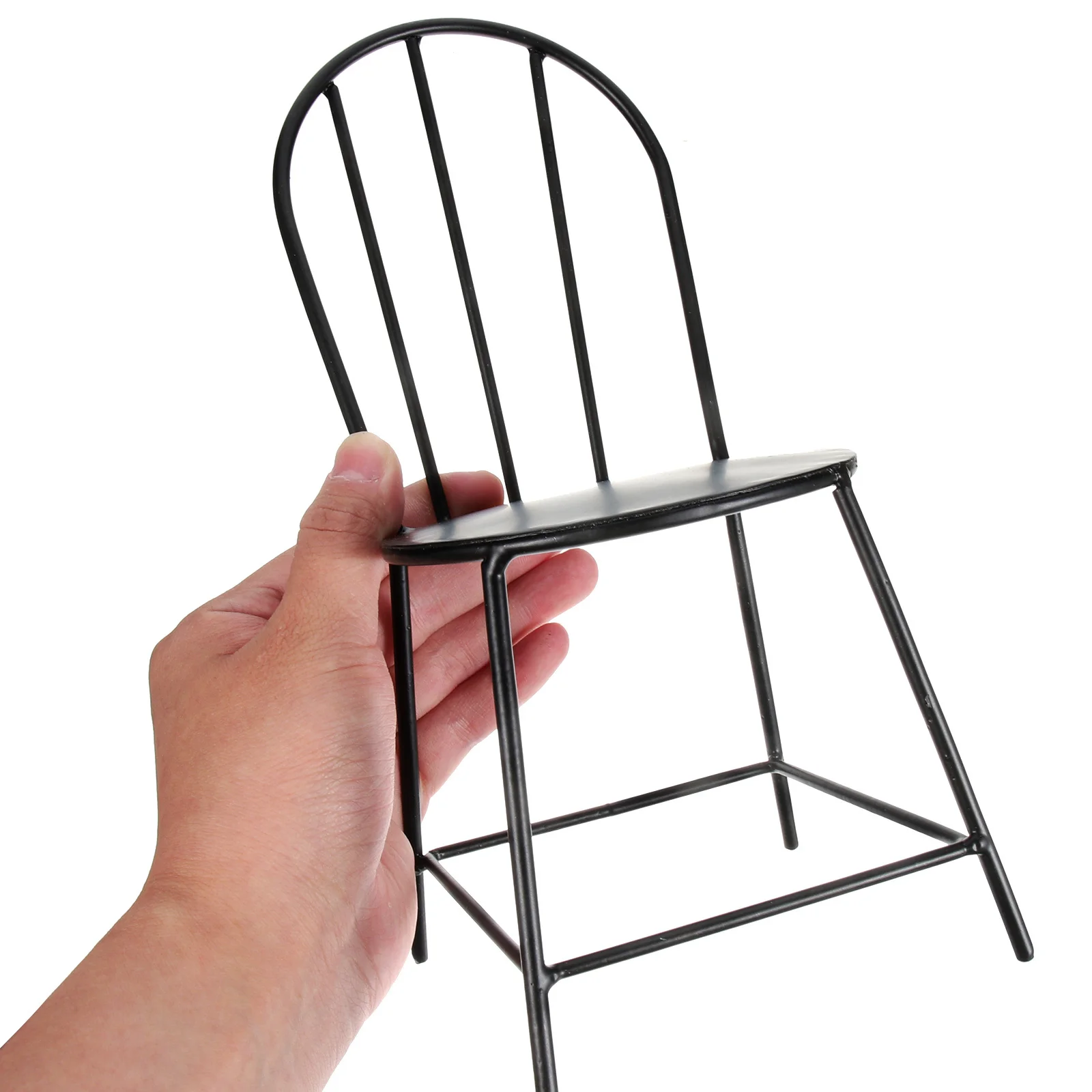 

Mini Iron Chair Fine Craftsmanship Realistic Design for Small House Scene Adornment Photography Prop Lightweight Decorative