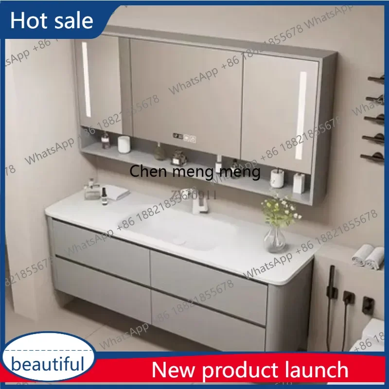 

M46 Combination Whole Washbin Skin Feeling Circular Arc Oak Paint Cabinet Body Simple Bathroom Table