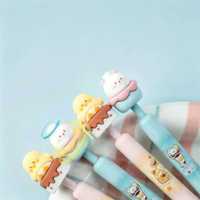 

24pcs/lot Kawaii Dessert Animal Rotatable Gel Pen Cute 0.5mm Black Ink Signature Pens Promotional Gift Office School Supplies