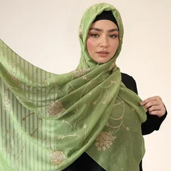 New Embroidered Diamond Chiffon Hijab Scarf Women Luxury Soft Plain Shawl for Women Muslim Hijabs for Women Turban Femme Bandana