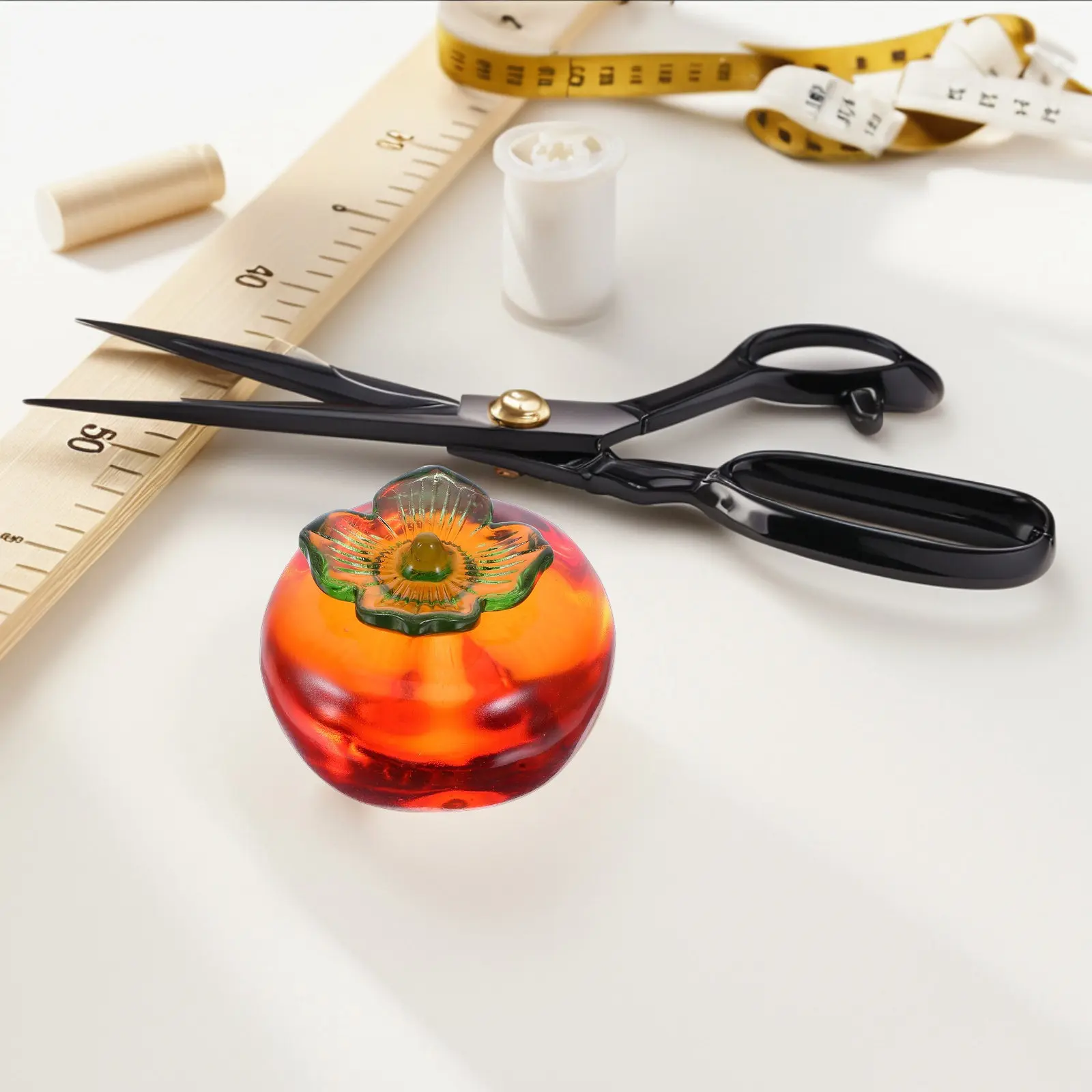 2Pcs Crystal Paper Weight For Writing Desk Autumn Desk Decor Lifelike Persimmon Paperweight Dense Stable Desktop