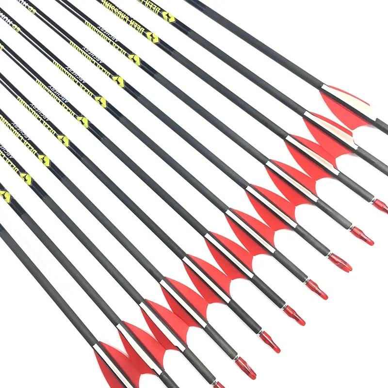 

12pcs Carbon Arrows ID4.2mm Sp500 - 900 1.75inch Plastic Vanes Recurve Bow Hunting Shooting Archery