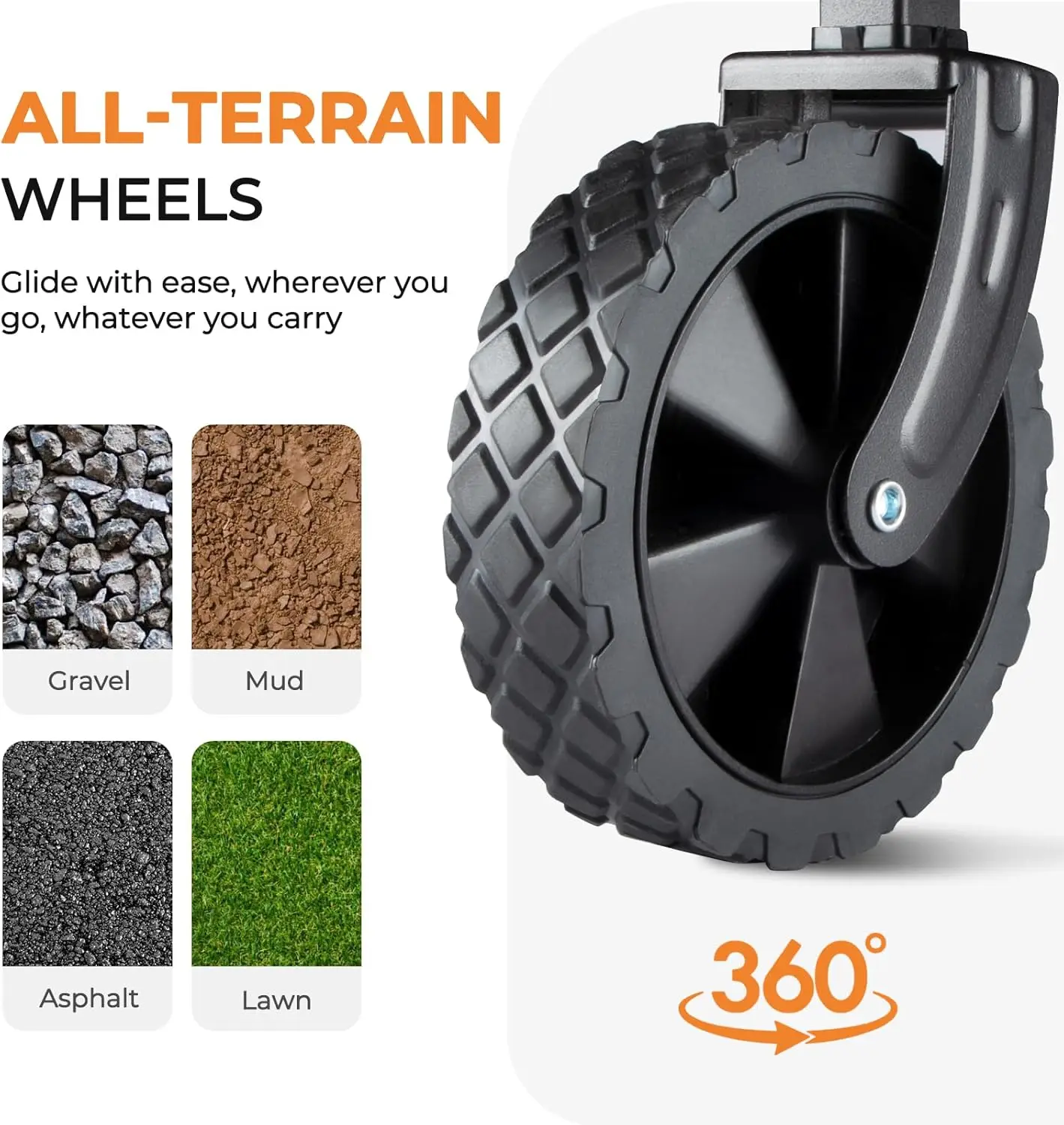 折りたたみ式ワゴンカート、全地形対応ホイール付き、食料品、ビーチ、キャンプ用に折りたたみ可能 - 耐荷重220ポンド