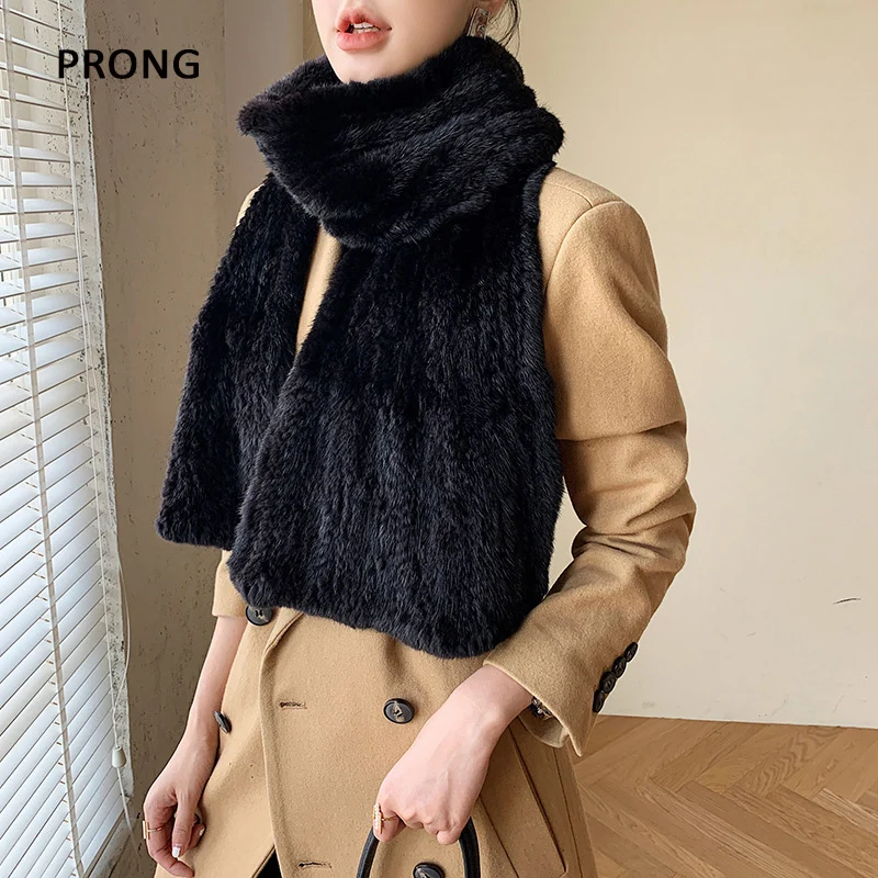 Luxury Mink Fur Shawl Scarf Winter Warm Long Style Mink Fur Scarf For Women Fur Neckerchief Real Mink Fur Scarves