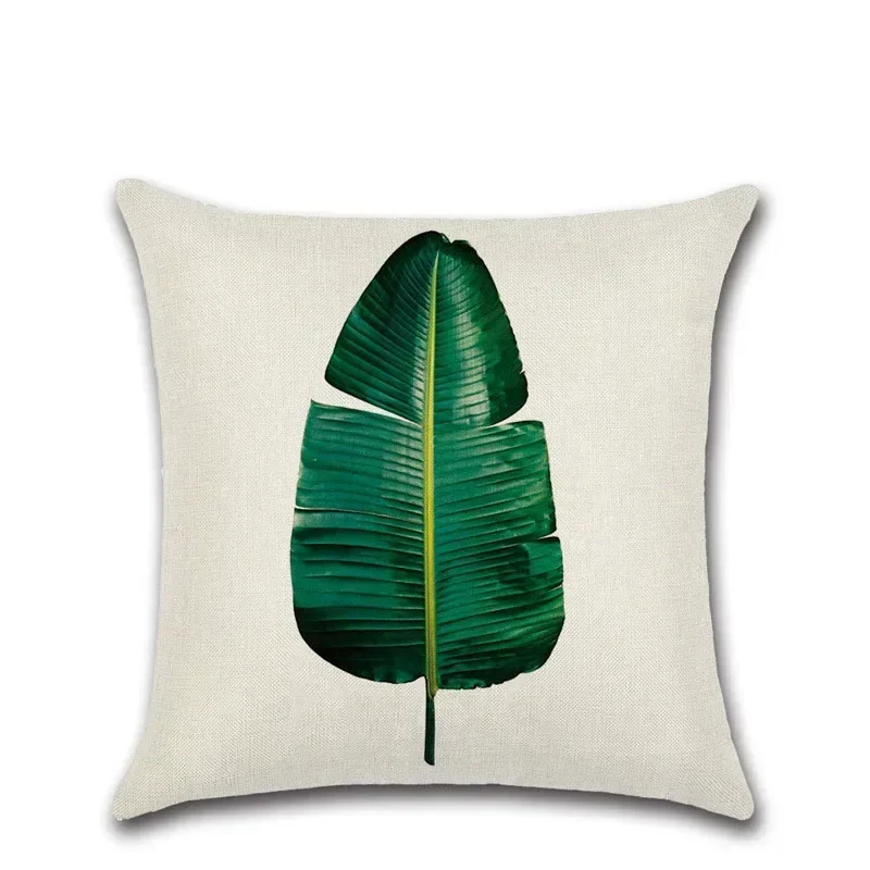 Tropical Plants Cactus Monstera Summer Decorative Throw Pillows  Linen Cushion Cover Palm Leaf Green Home Decor Pillowcase