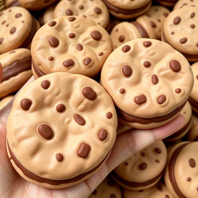 Crunchy Chocolate Cookie Squishy Building‑Block Filled Sound‑Making Squeeze Toy ASMR Sound Effect Stress & Anxiety Relief Gift