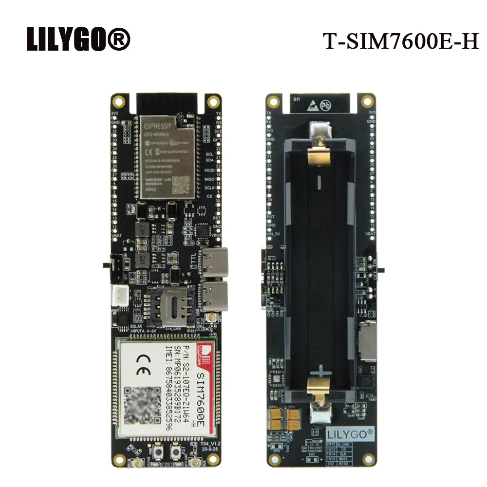 

LILYGO T-SIM7600G-H R2 T-SIM7600E-H ESP32 Module ESP32-WROVER WiFi BLE 18560 Battery Holder Solar Charge Development Board