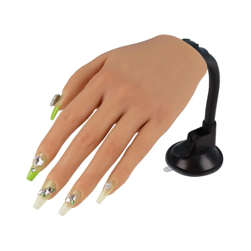 

Silicone Practice Hand for Acrylic Nails with Stand Bracket, Fake Hands Mannequin for Nail Art Training