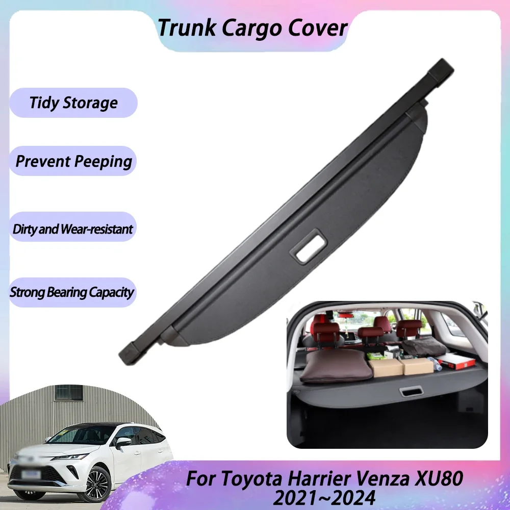 Trunk Cargo Cover For Toyota Harrier Venza XU80 2021 2022 2023 2024 Car Rear Luggage Privacy Shield Shades Board Auto Accessorie