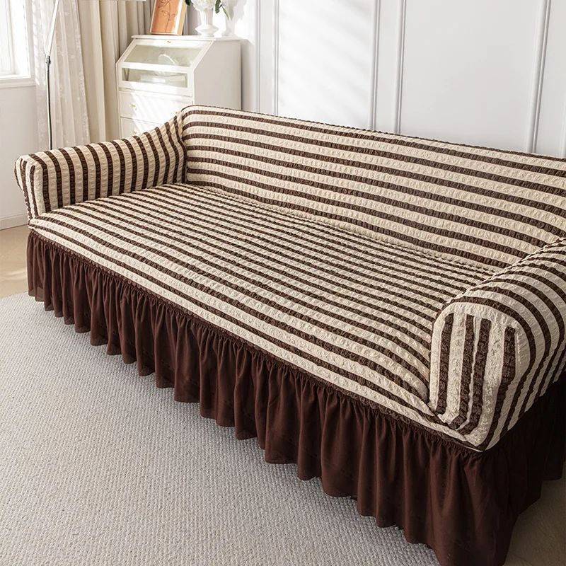 1/2/3/4 Seater Stripe Pattern Sofa Covers Corner Elastic Sofa Cover Protector for Living Room Couch Four Season Universal