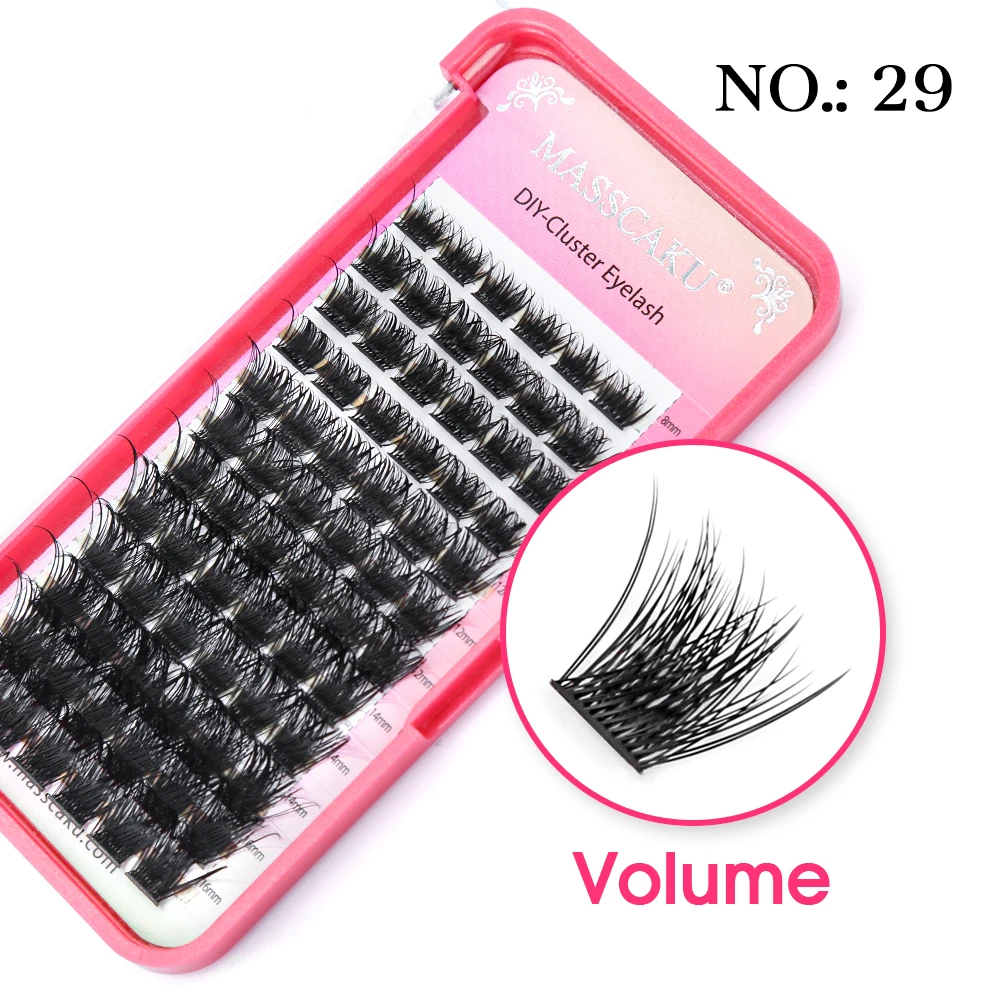MASSCAKU DIY Cluster Wimper Extension Gesegmenteerde Valse Bundels Wimpers 72Volume Natuurlijke Russische Faux Nertsen Make Wimpers