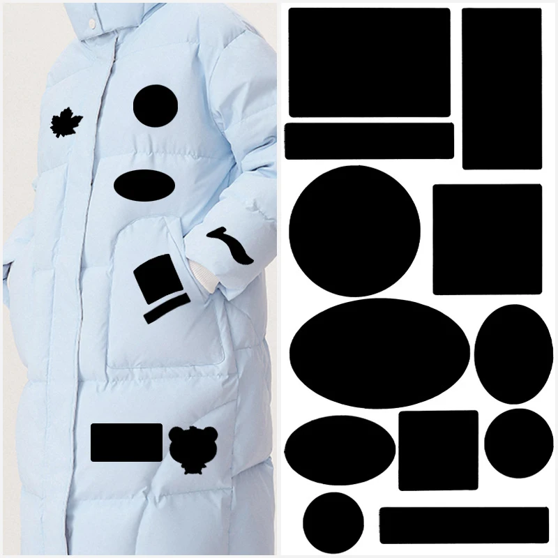 رقعة إصلاح قماش ذاتية اللصق باللون الأسود العالمي (قطعتان) - إصلاح فوري بدون قطع للسترات والمعاطف السفلية