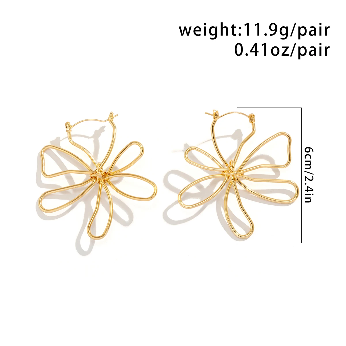 IngeSight.Z Vintage Gold Color Metal Hollow out Big Flower Stud Earrings for Women Simple Geometric Earrings Party Gift 2023 New