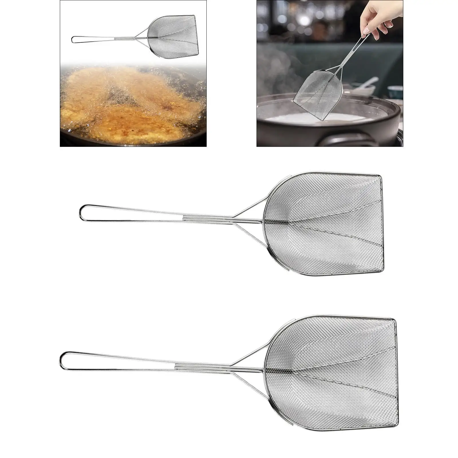 

Square Fryer Skimmer Multipurpose Stainless Steel Cooking Oil Strainer for Fried Chicken Meat Oil Residues Spaghetti Straining