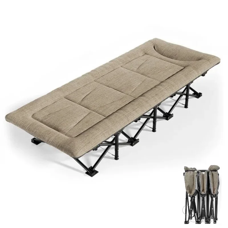 outdoor-folding-portable-light-weight-steel-14-legs-x-shaped-frame-solid-camping-cot-bed-with-side-pocket-and-pillow