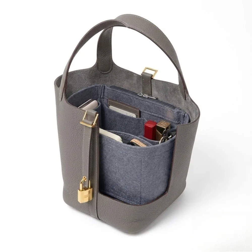 ورأى إدراج مقسم حقيبة يناسب Picotin 18 22 26 دلو حقيبة بطانة المشكل الداخلية محفظة مقسم حقيبة يد تخزين حقيبة مستحضرات تجميل محمولة #5