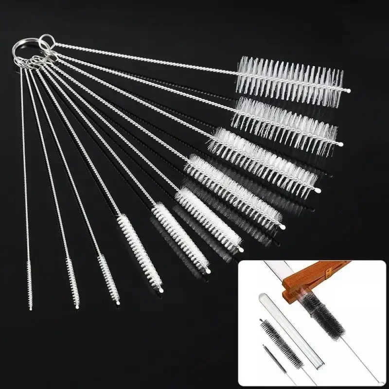 10PCS Nylon Bottle Cleaning Brush Set Household Cleaning Tools  Accessories Test Tube Bottle Straw Washing Cleaner Bristle Kit