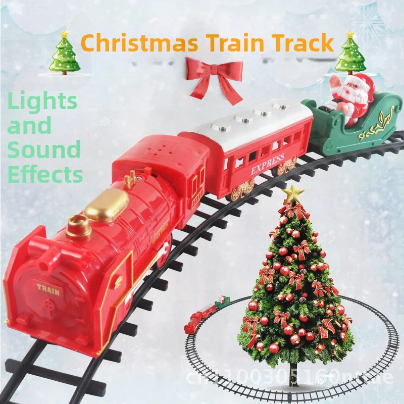 소리와 빛 기능이 있는 미니 크리스마스 기차 장난감은 어린이의 대화형 놀이를 위한 복고풍 전기 철도차입니다.