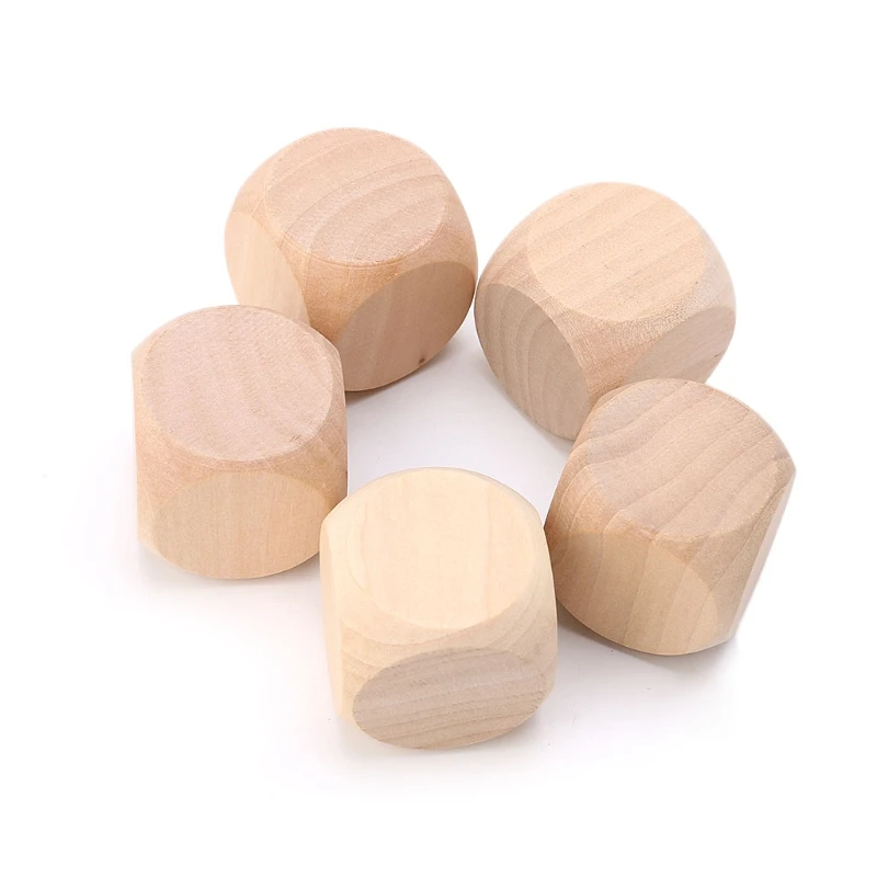 Blank Wooden Unfinished Square Blocks 6 Sided Cubes with Rounded Corners for DIY Craft Projects