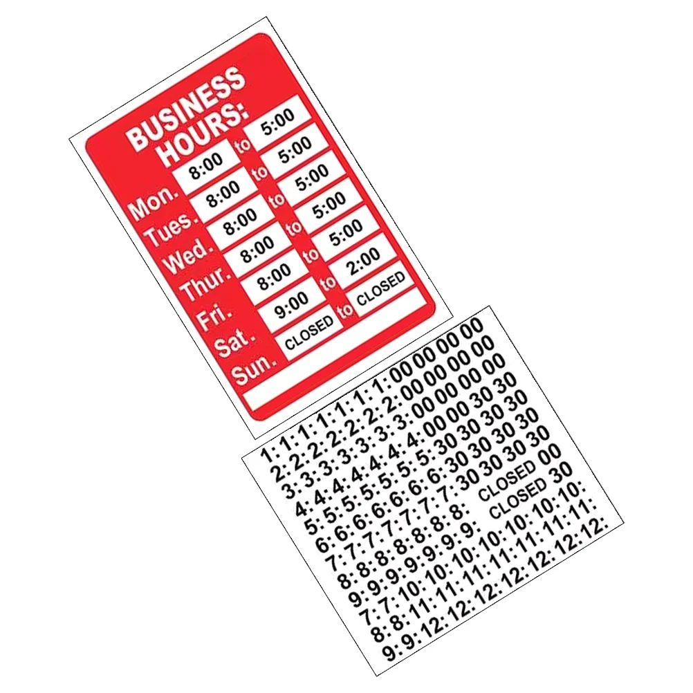 2 قطعة علامة ساعات العمل ملصقات مفتوحة وإغلاق زجاج نافذة الباب ملصق مائي مقاوم للماء لمحلات البيع بالتجزئة في المطاعم