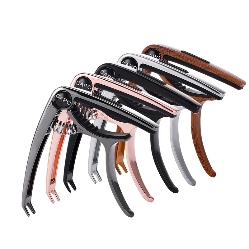 Metal guitarra capo afinador braçadeira profissional chave gatilho único mão capos clipe liga de zinco para guitarra elétrica acústica com picareta
