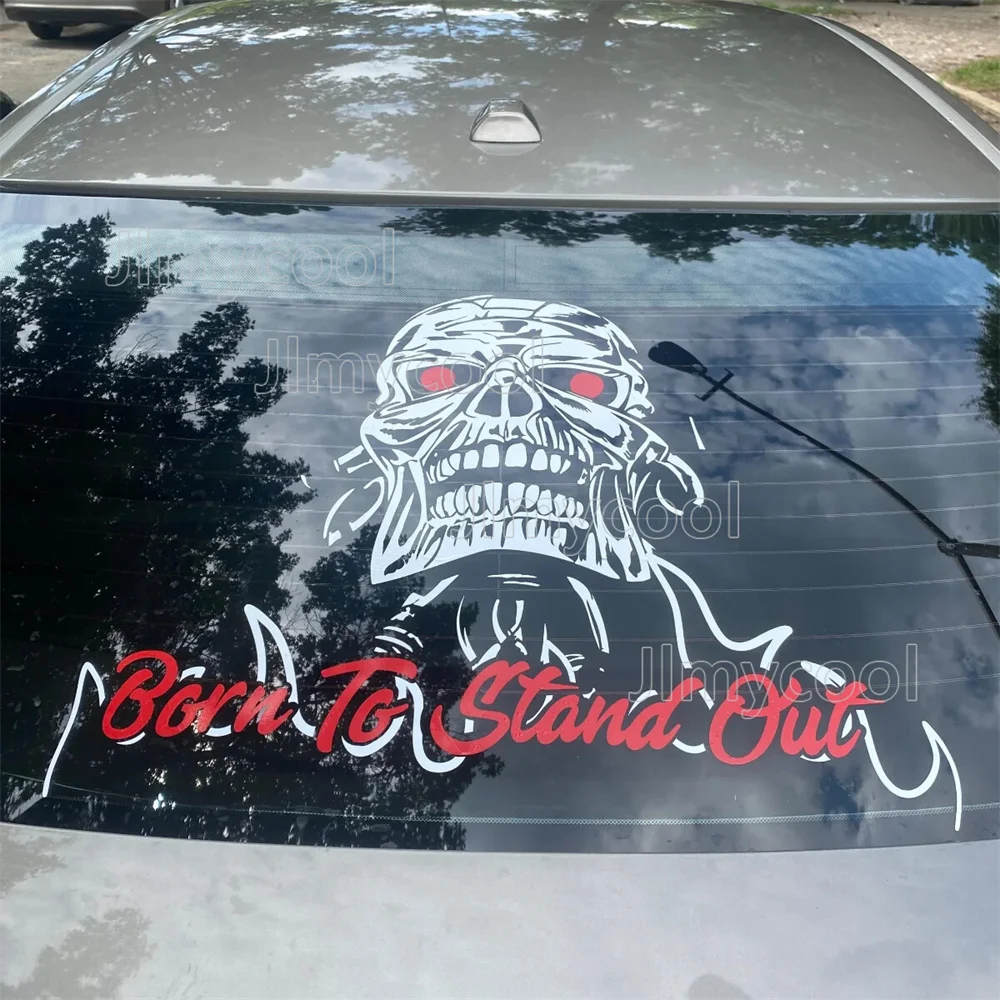 Car Window Flames Decal Skull Halloween Scary Sticker Fire - Born to Stand Out!