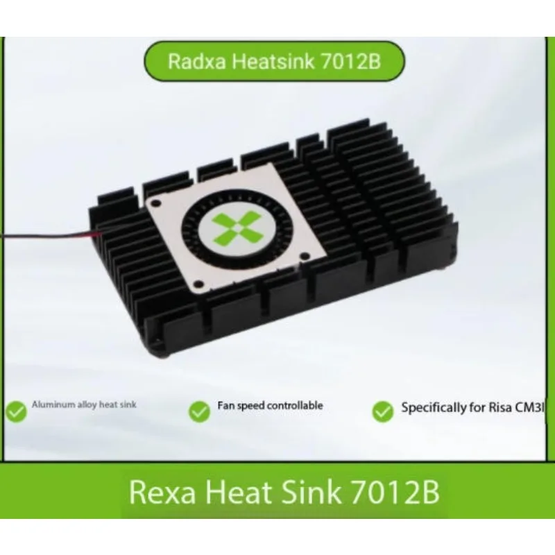 Radxa 7012B Aluminum Heatsink Adjustable Fan Speed for CM3I 2-Pin 1.25mm Pitch Connector Input 5VDC