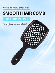 Peigne à coussin d'air à LED plus riche, brosse à cheveux, massage antistatique, support évidé, brosses à cheveux bouclés, outil de coiffage pour barbier