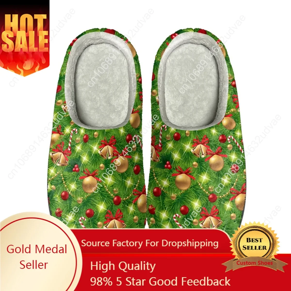 

Christmas Design Non-slip Winter Cotton Slippers Casual Female Home Warm Footwear Dropshipping Indoor Comfortable Slides Gifts