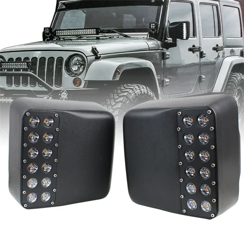 LED Side Rearview Mirror Housing w/ Dual Row Turn Signal Lights Daytime Running DRL For Jeep Wrangler JK JL Gladiator JT 2007+