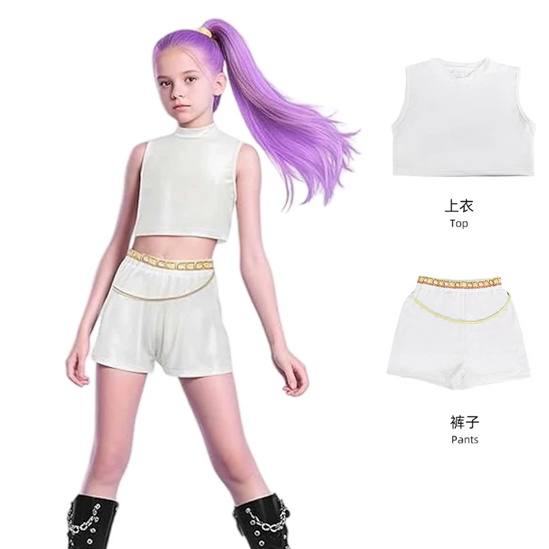 ชุดเสื้อผ้าเด็กอนิเมะ K-Pop Demon Hunters ชุดคอสเพลย์ลายการ์ตูนวงเกิร์ลกรุ๊ป Kpop ชุดร้องเพลง ของขวัญ