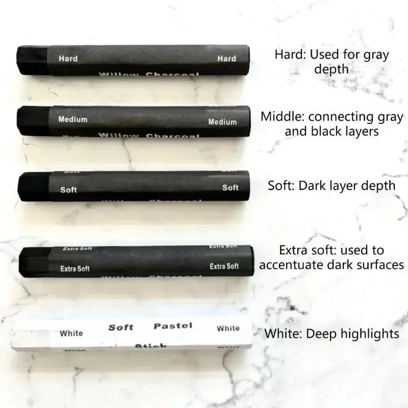 

Charcoal Sticks Water Soluble Charcoal Strips Charcoal Pencils Charcoal Drawing Set for Drawing Sketching and Shading H8WD