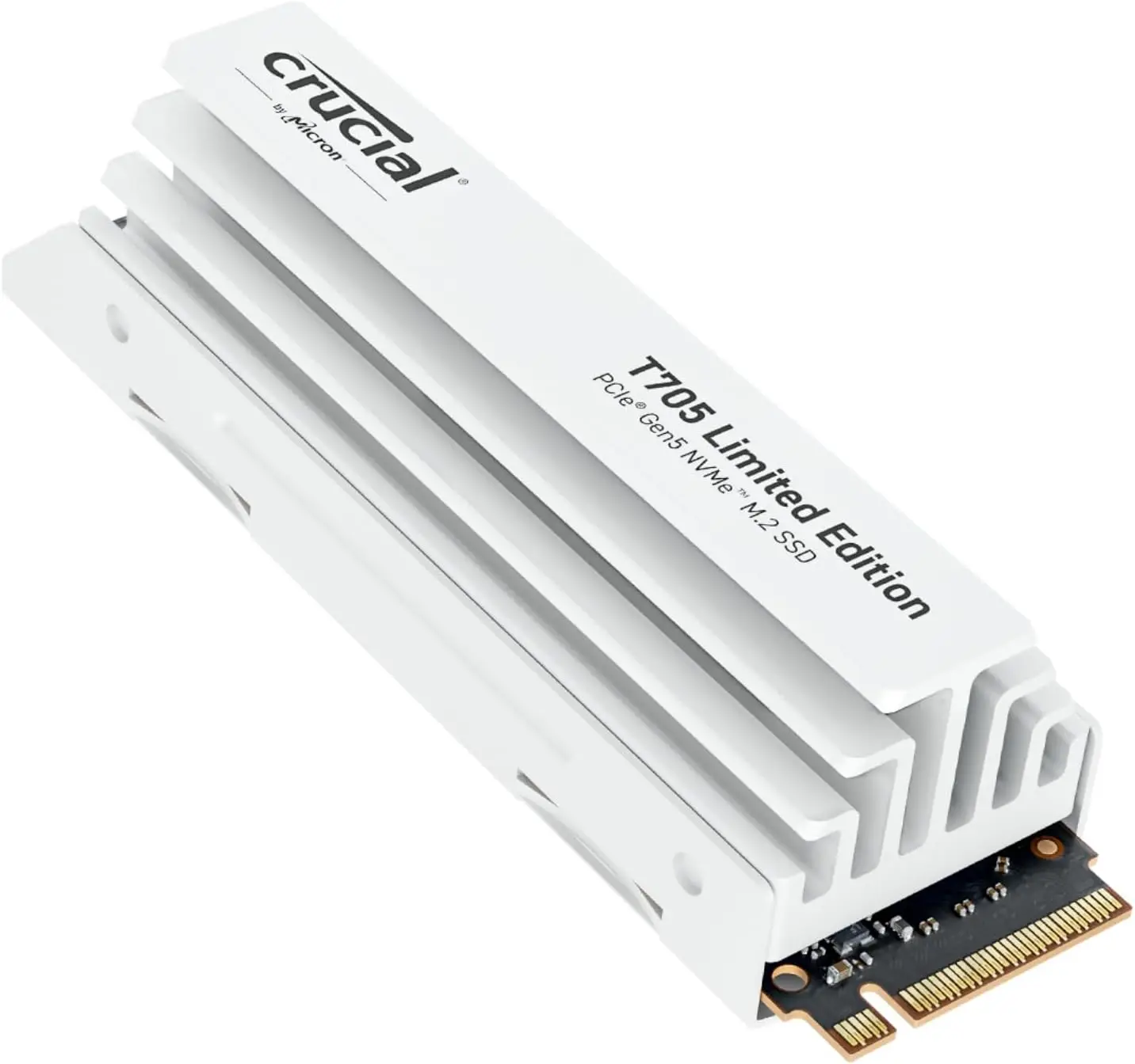 Crucial New 2024 T705 2TB PCIe Gen5 NVMe M.2 SSD with White Heatsink - Up to 14,500 MB/s - Limited Edition - Internal SSD