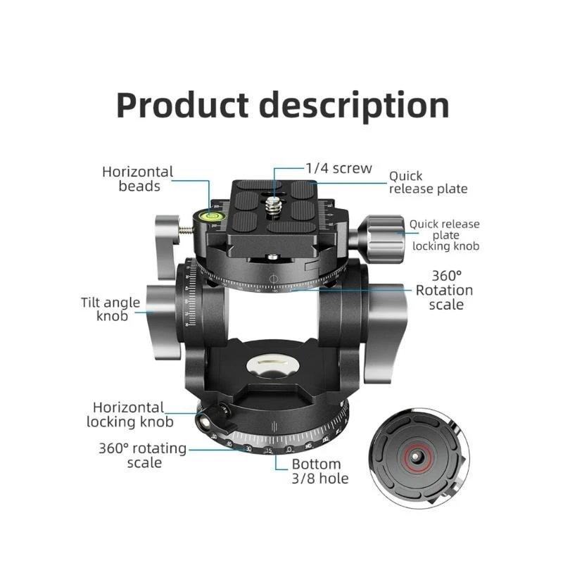 31ba Hydraulikflüssigkeit Video -Dämpfung Kopf Panoramablast Stativstativmonopoden Kamerahalter Stand für mobile SLR DSLR – Detail 9