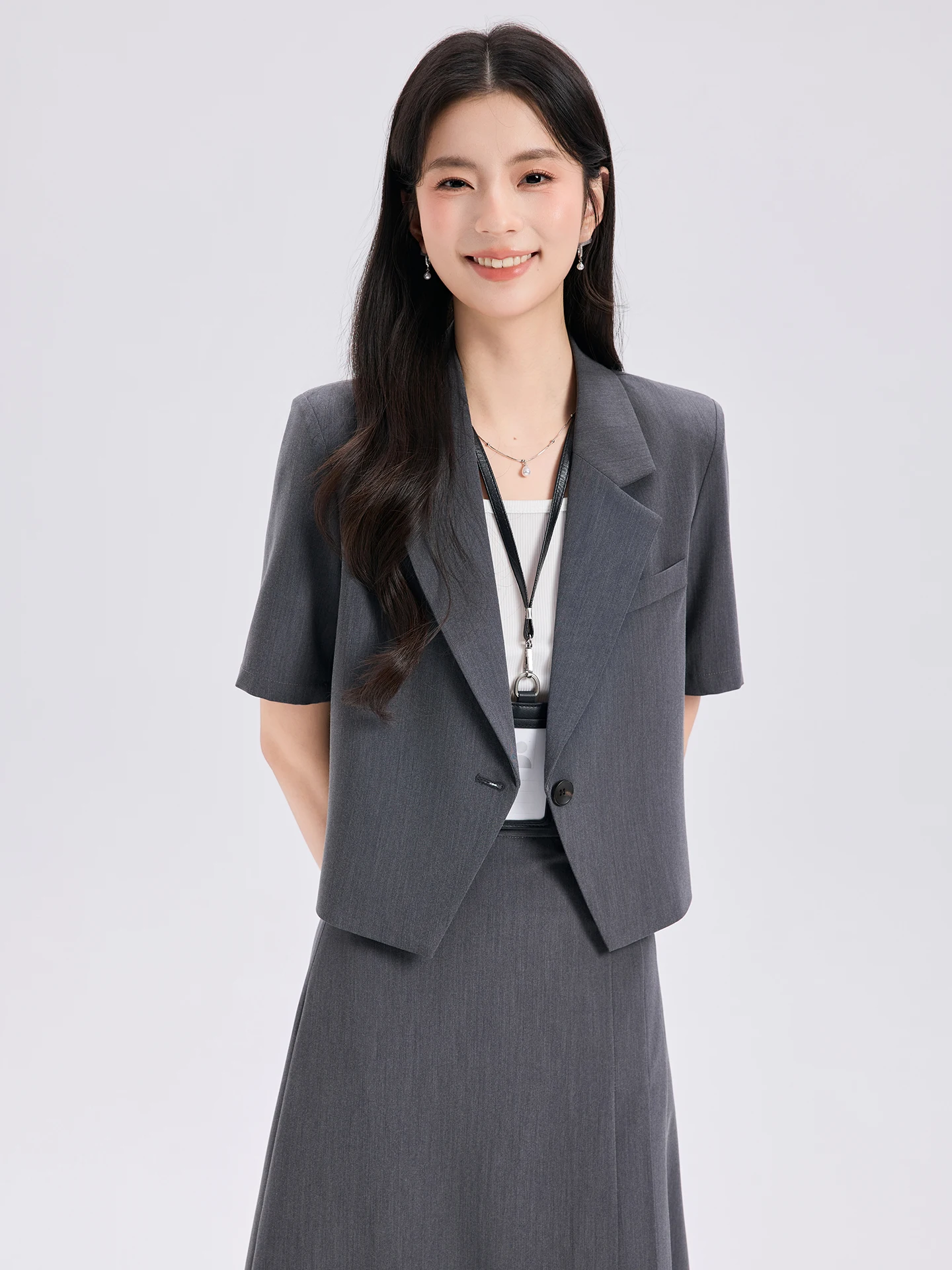Summer Short Sleeve Suit Set Women's Thin High-End Professional Commuting Interview Formal Small Size Suit Jacket