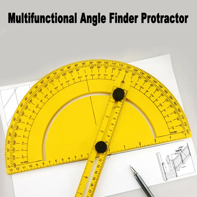 Multifunctional Angle Finder Protractor Semicircular 180° Drawing Active Ruler Template Woodworking Draft Design Measure Gauge