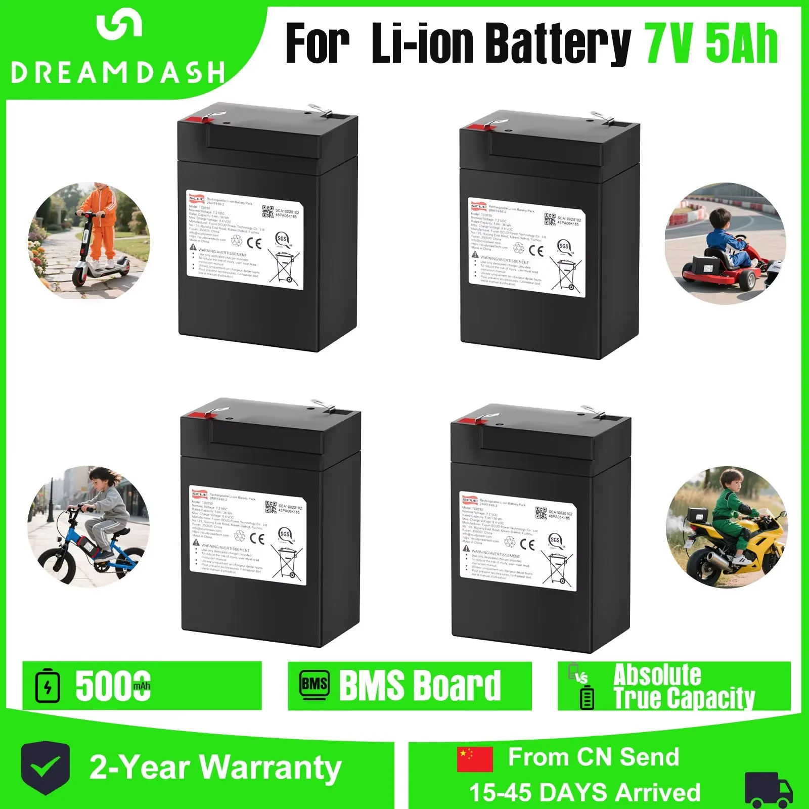 

Dreamdash 7V Li-ion Battery 5000mAh For Kids Electric Car/Toy Car/Motorcycle/Baby Strollers Replaces Lead-acid Battery Durable