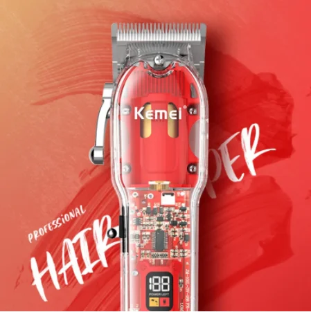 

Kemei hair clipper KM-1761/246 transparent body knife head adjustable USB fast charge high-power hair salon electric clipper