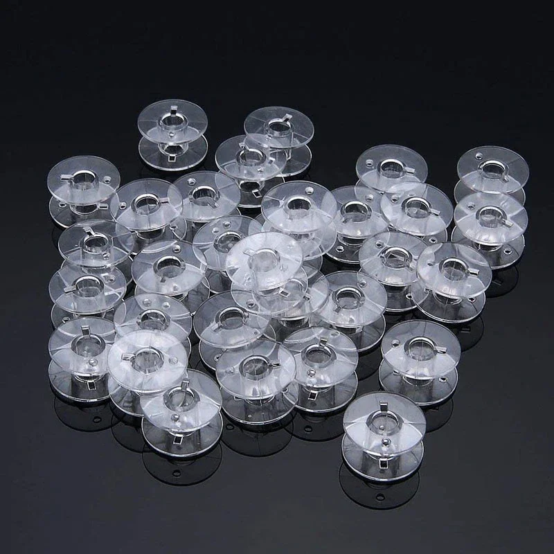 25Pcs Plastic Sewing Machine Bobbins Spools Clear Sewing Empty Bobbins Spools Plastic Storage Box Bobbins For Sewing Accessories