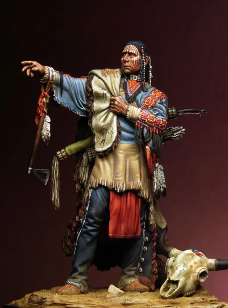 

Масштаб 1/24, литая под давлением фигурка из смолы, модель, комплект Noble Sioux Warrior, хобби, миниатюрные игрушки, в разобранном и неокрашенном виде, диорама «сделай сам»