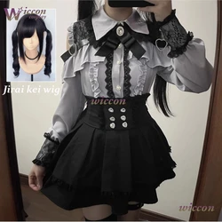 Jirai kei Outfit Lolita Girls Blouse Top Women Long Sleeve Shirt Kawii Bow Black Skirts Shirts Y2K Sweet Japanese Lady Style Set