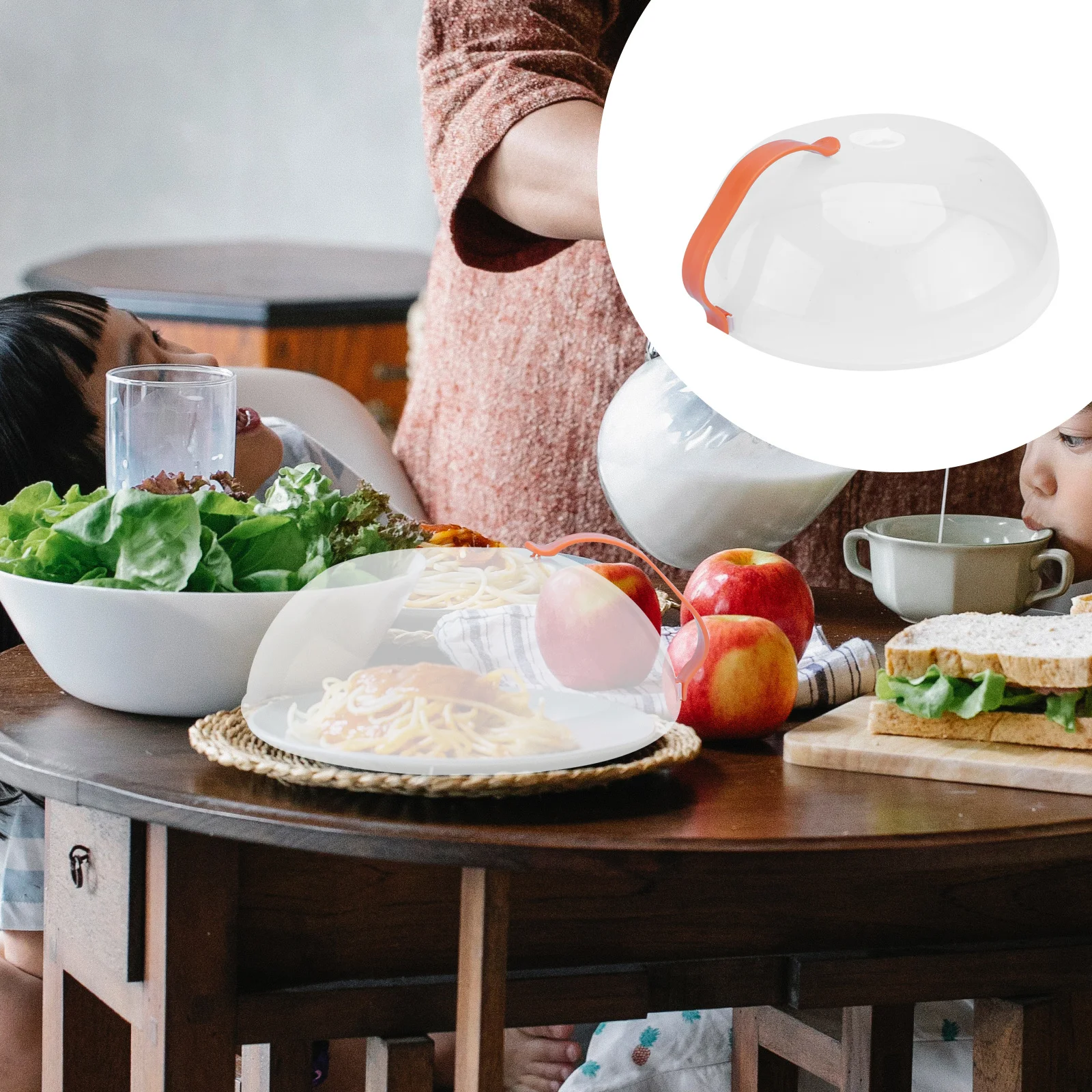 

1pc Transparent Dish Cover 120℃ Heat-Resistant Microwave Lid For Dustproof Fruit Vegetable Protection Kitchen Use